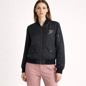 Karl Lagerfeld Paris Bomber Jacket M Black Streetwear Monochrome Urban Edgy